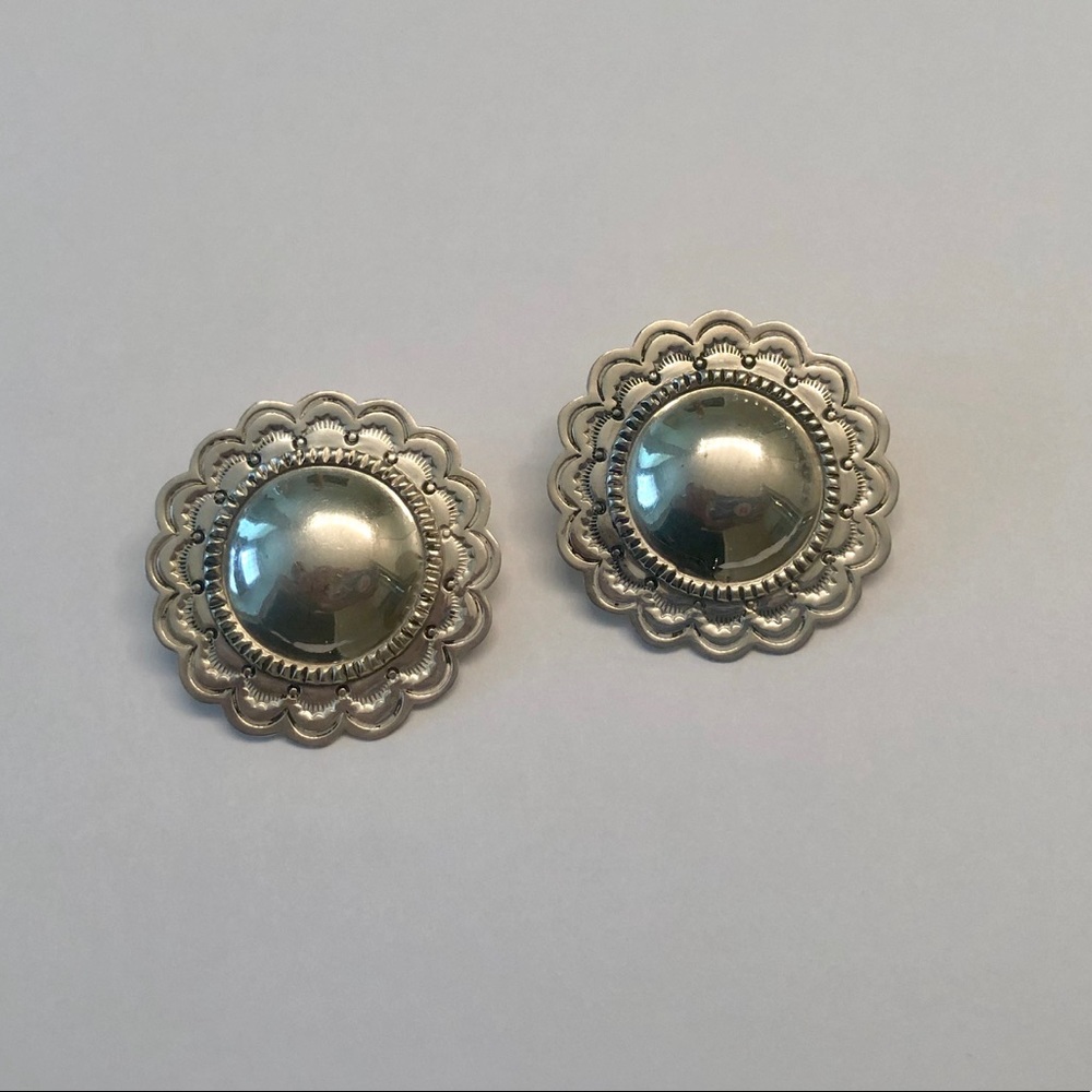 Vintage Sterling Silver Concho Earrings